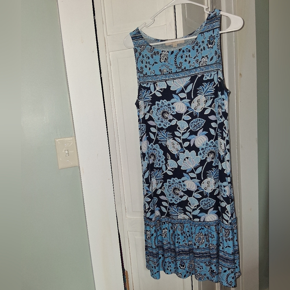 LOFT Blue Floral Maxi Dress
